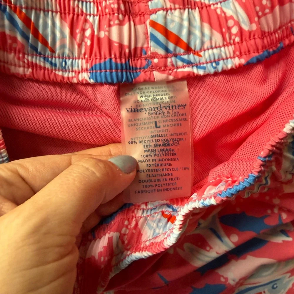 Vineyard Vines Kids Fish Print Swim Trunks - Size Large